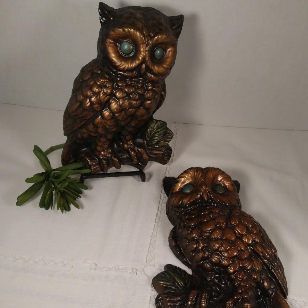 Vintage set Ceramic Moody Goth Hanging Owls